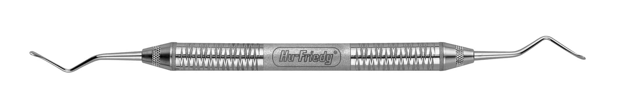 The Hu-Friedy Tunnelling Knife #2 is a stainless steel dental tool with a textured handle and angled tips at both ends.