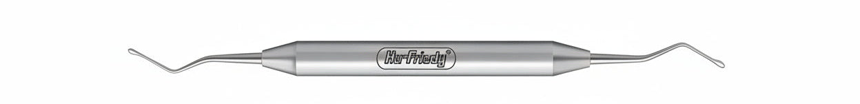 The Hu-Friedy 1 & 2 Tunneling Knives are stainless steel dental tools by Hu-Friedy, featuring a textured center grip and curved, pointed ends, ideal for periodontal procedures such as soft-tissue grafting.