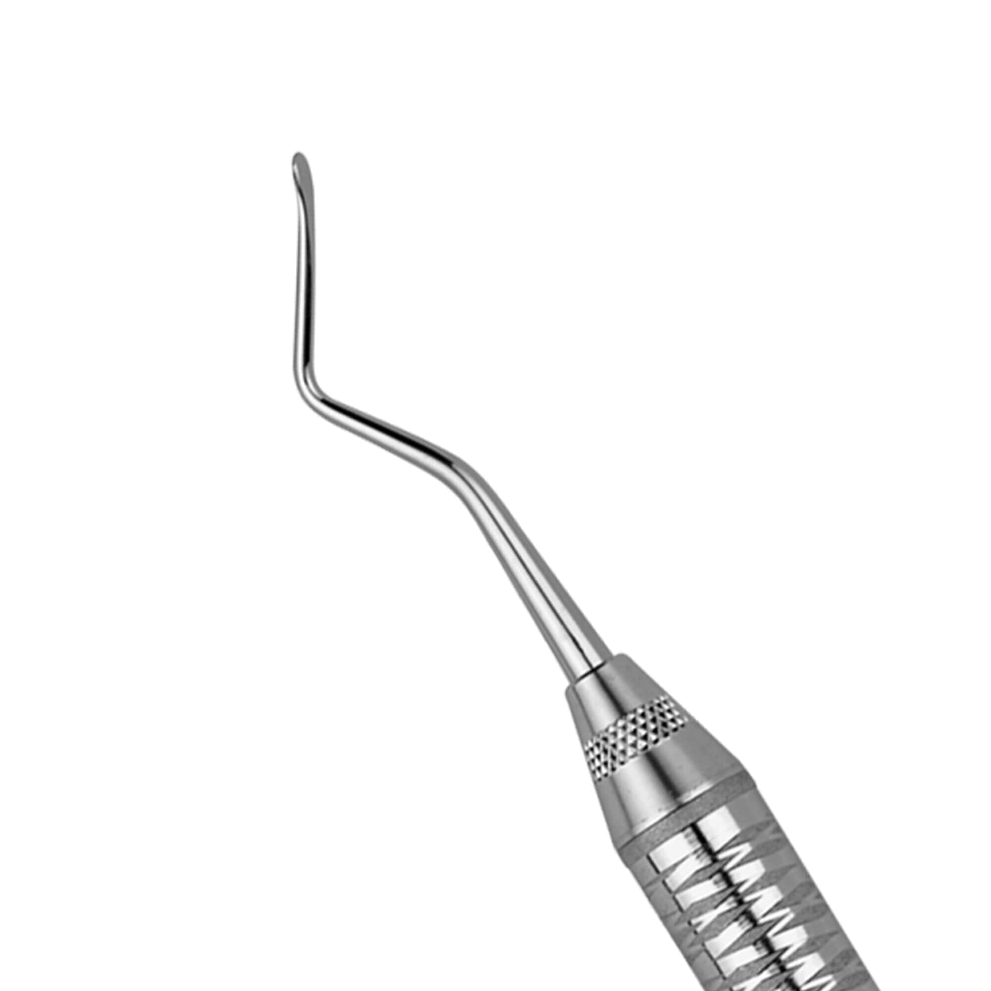 A close-up of the Hu-Friedy 1 & 2 Tunneling Knives, metal dental tools with curved, pointed tips and textured handles by Hu-Friedy, used for periodontal procedures like soft-tissue grafting, shown on a white background.