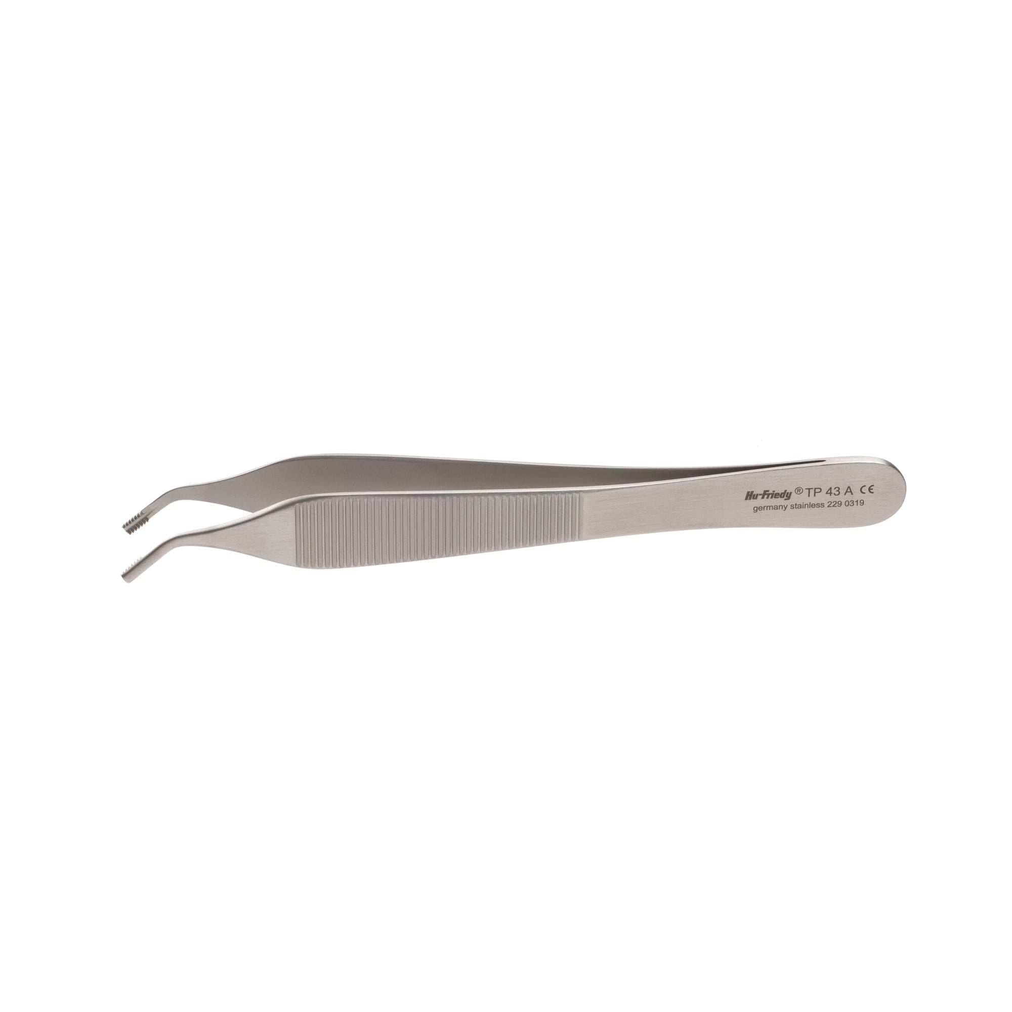 A pair of Hu-Friedy Adson & Adson-Brown Tissue Forceps with a textured grip and pointed tips, perfect for precision in implant dentistry, displayed on a white background.