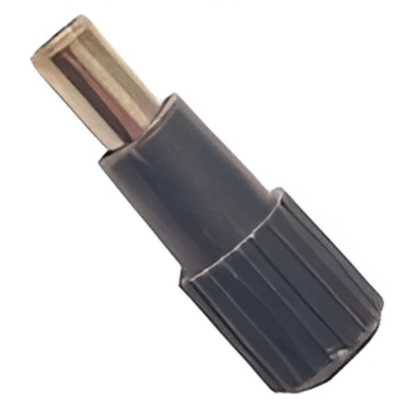 Close-up of a gray, ribbed Accu-Punch Short handle 5mm Biopsy and Tissue Punch.  Used to release implants under tissue in implant surgery.