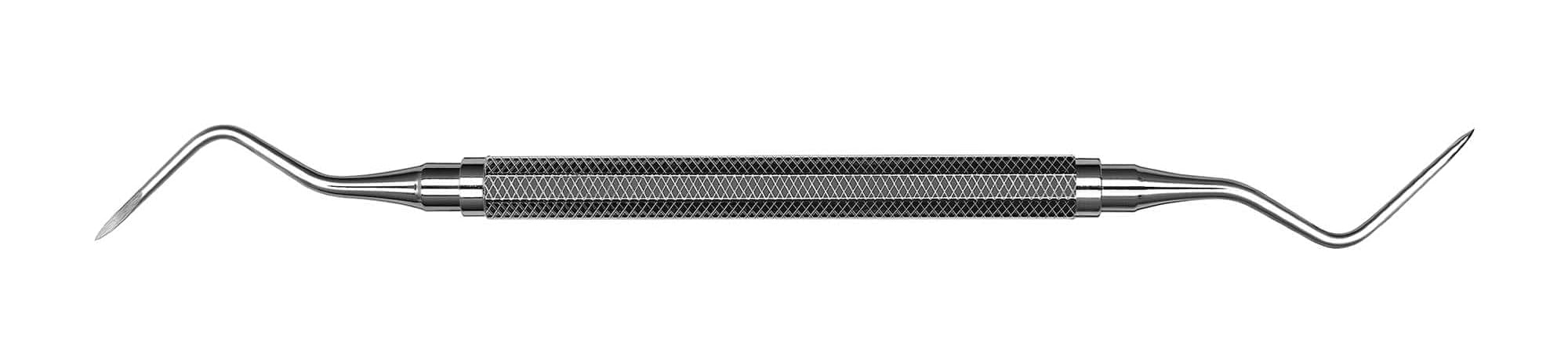 The Hu-Friedy Heidbrink 13/14 Double-Ended Root Tip Picks feature a textured handle and curved, pointed tips, making them ideal for cleaning teeth or assisting with fractured root removal.
