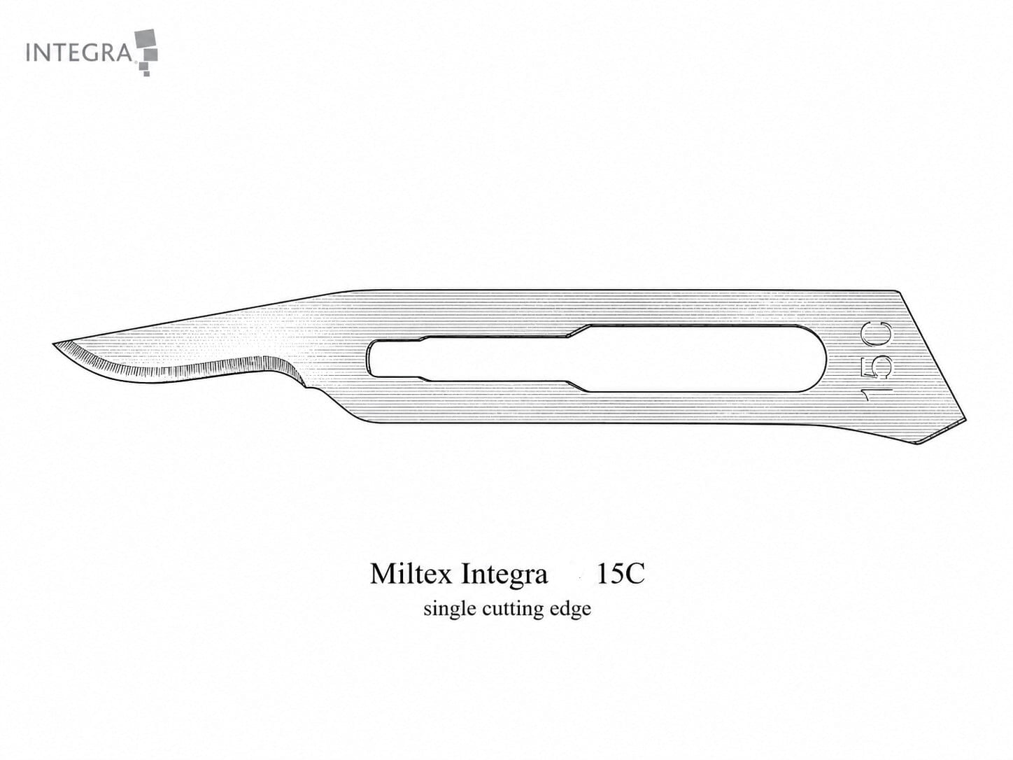 Miltex Integra 15C scalpel blade on a white background