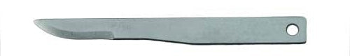 A Surgistar Miniature Scalpel Blade - Malleable, featuring a straight edge, rounded tip, and handle attachment hole, is shown on a white background—an essential component from the Surgistar brand.