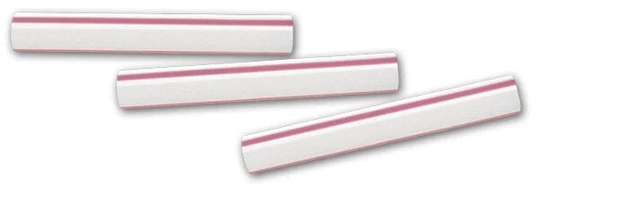 Three Quality Aspirators Disposable Suction Straws for Straw Tip Holder, each white with a thin pink stripe near the edge, are arranged diagonally on a plain white background.
