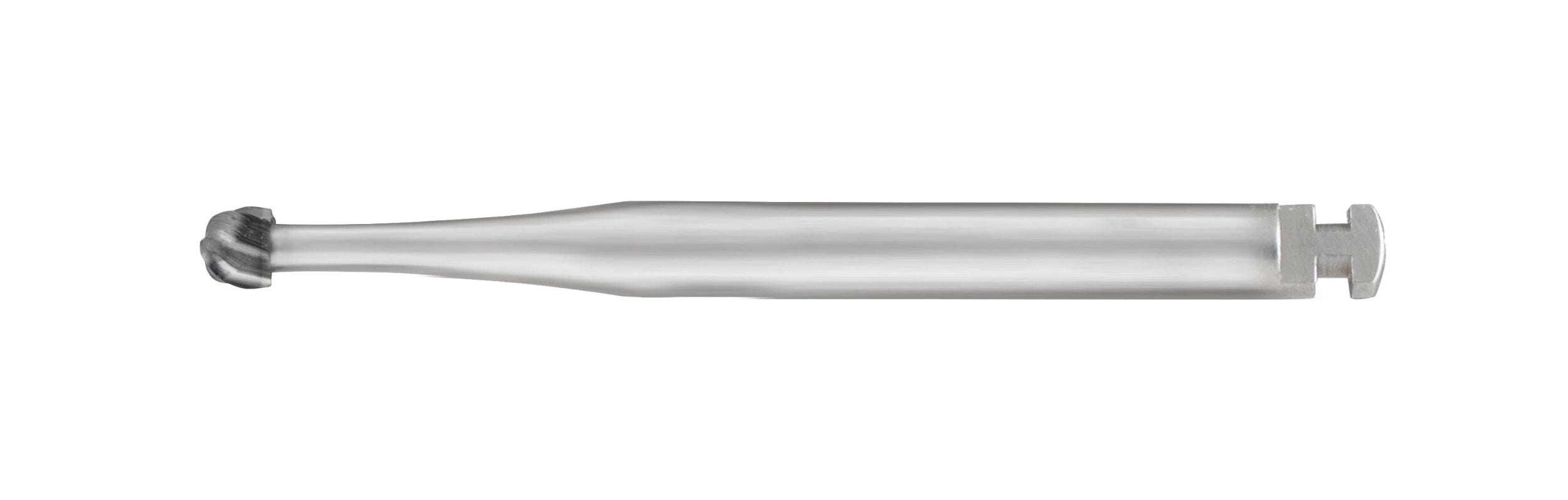The SS White FG/RA Round-Head Carbide Burs, surgical length and non-sterile, sizes #2, #4, #6, and #8 (pkg of 5), feature a cylindrical shank and ball-shaped tip for precise machining; shown on a white background.