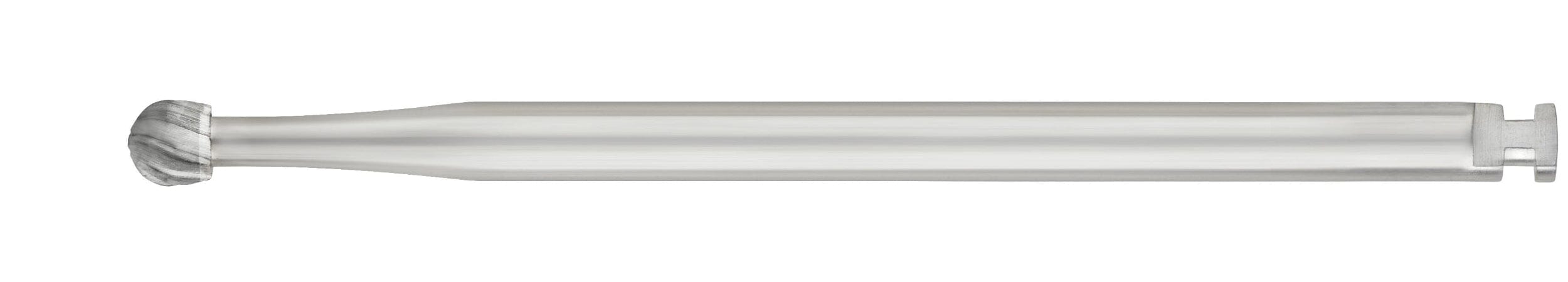 A close-up of SS White HP Round Surgical Carbide Burs (#6, #8), sterile and packaged in 10s, featuring a grooved cutting head for oral surgery bone removal, displayed against a white background.