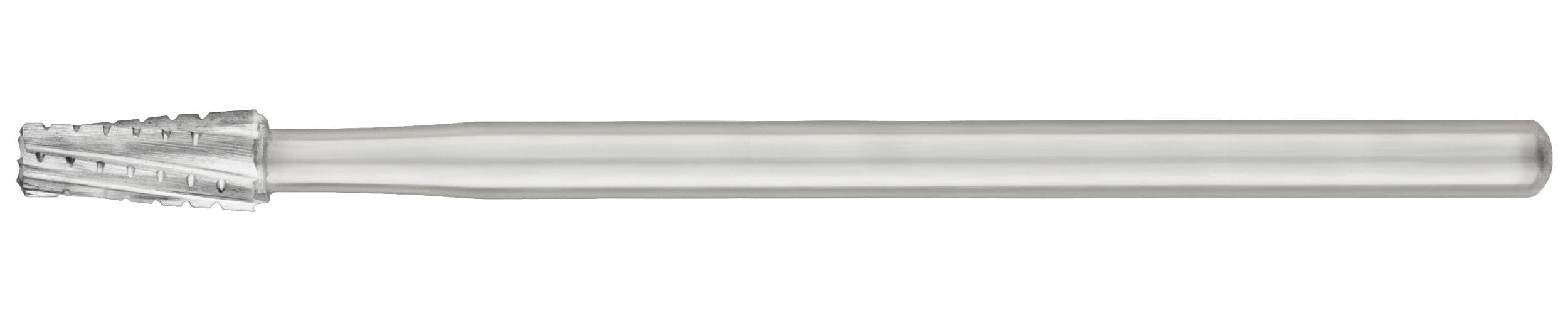 SS White HP Flat-End Cross-Cut Tapered Fissure Carbide Burs (701, 702, 703) are sterile rotary tools with a multi-fluted head and smooth shank, ideal for shaping or smoothing materials and effective for bone removal. Pkg/10.