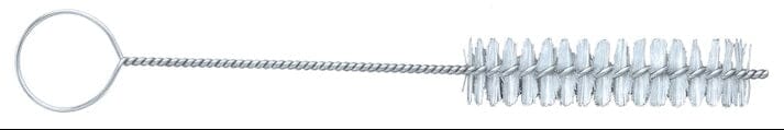 The Aspirator & Saliva Ejector Cleaning Brushes (12-Pack Variants) by Quality Aspirators feature twisted metal handles, stiff cylindrical bristles, and a circular loop, ideal for cleaning saliva ejectors or aspirator tips.